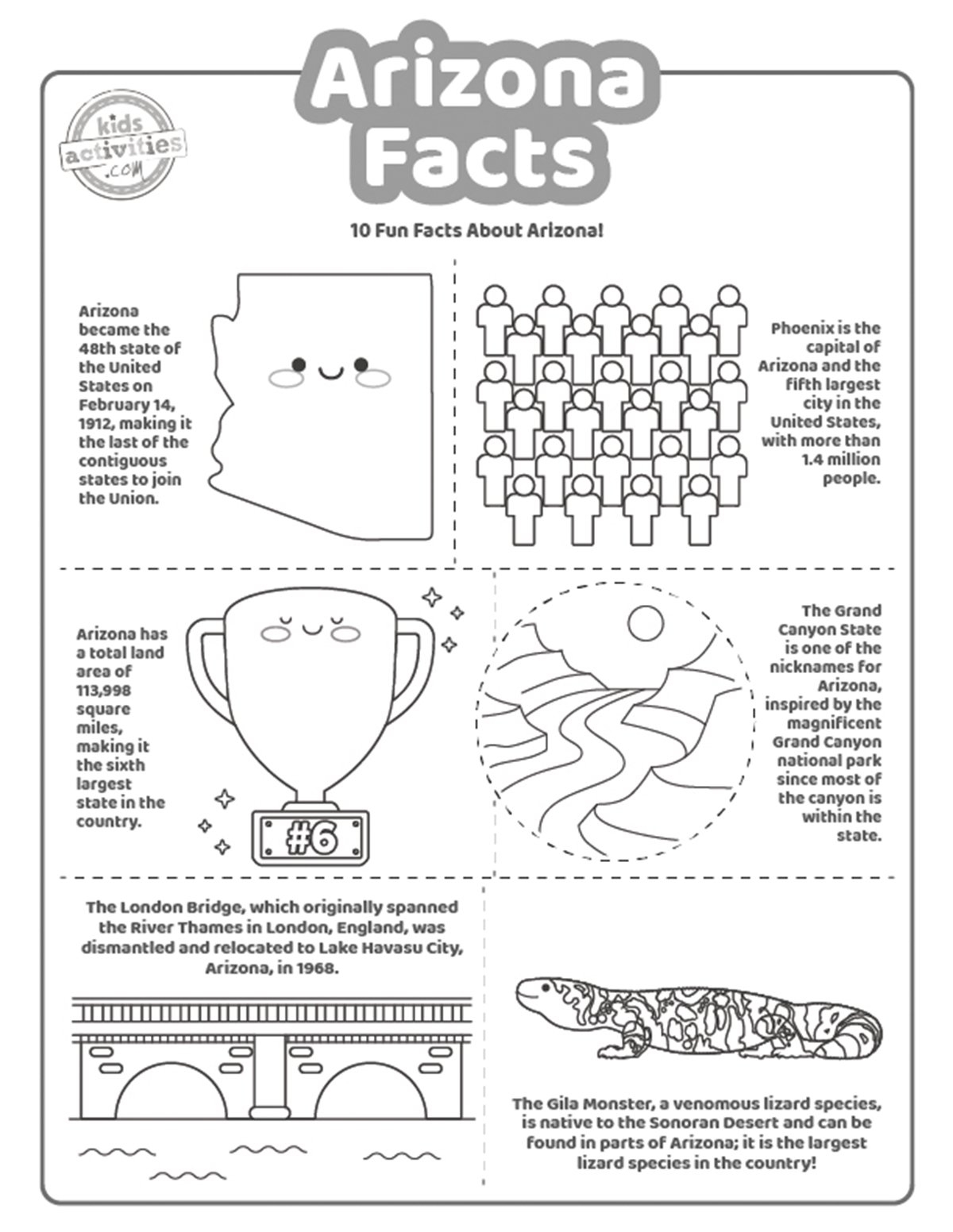 10 Arizona Facts And Free Printables Kids Activities Blog