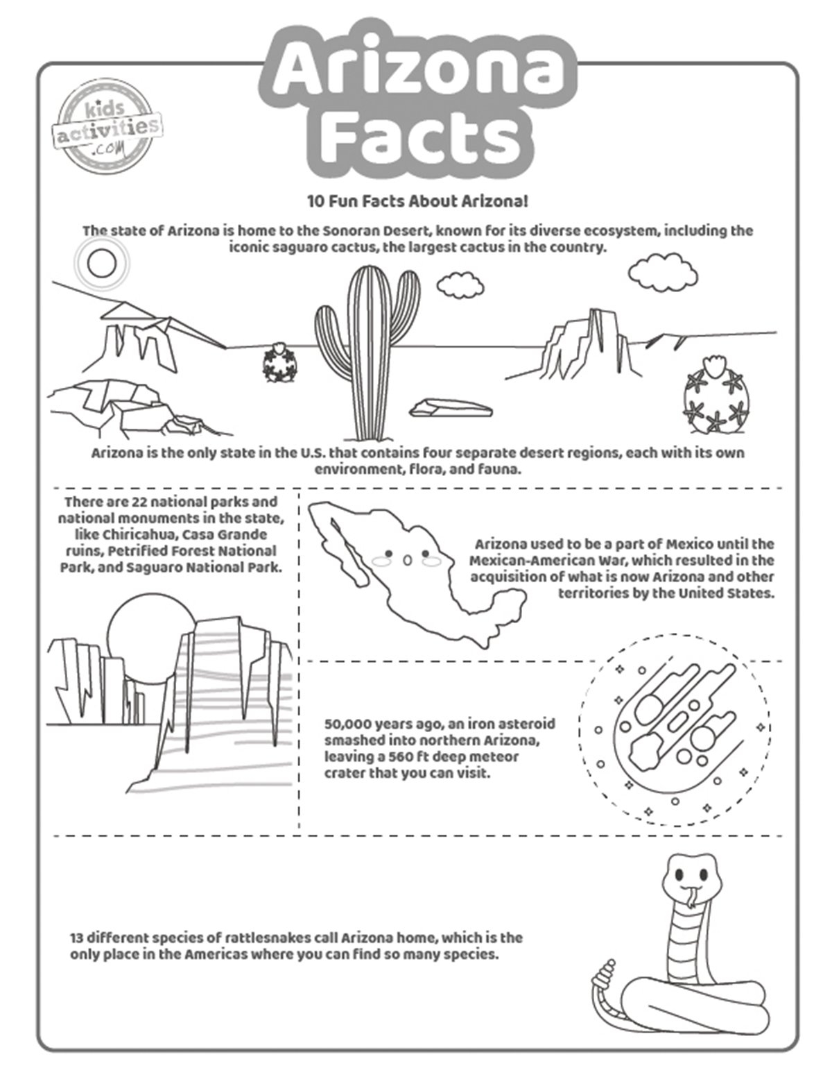 10 Arizona Facts And Free Printables Kids Activities Blog