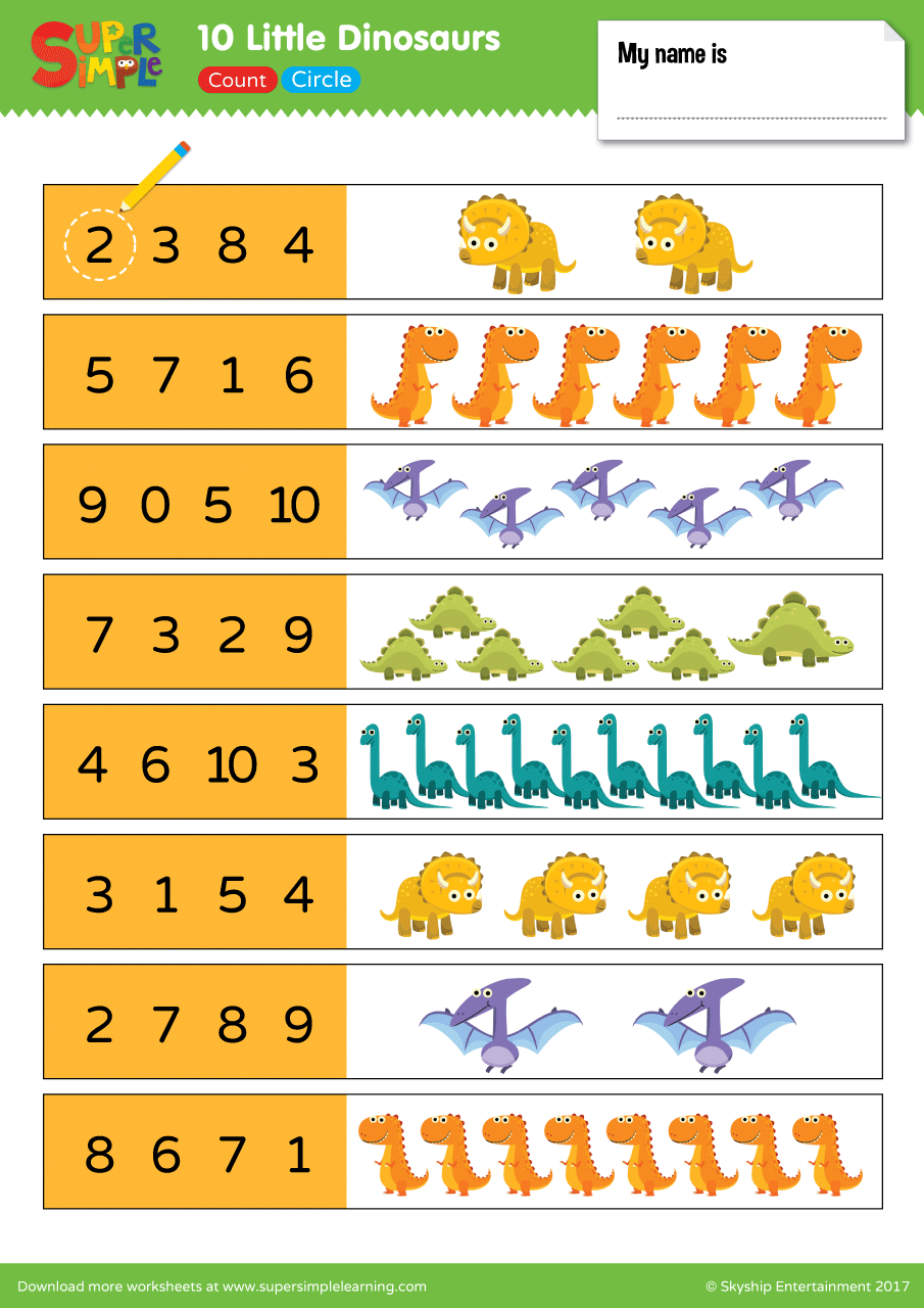 Dinosaur Printable Worksheets Preschool