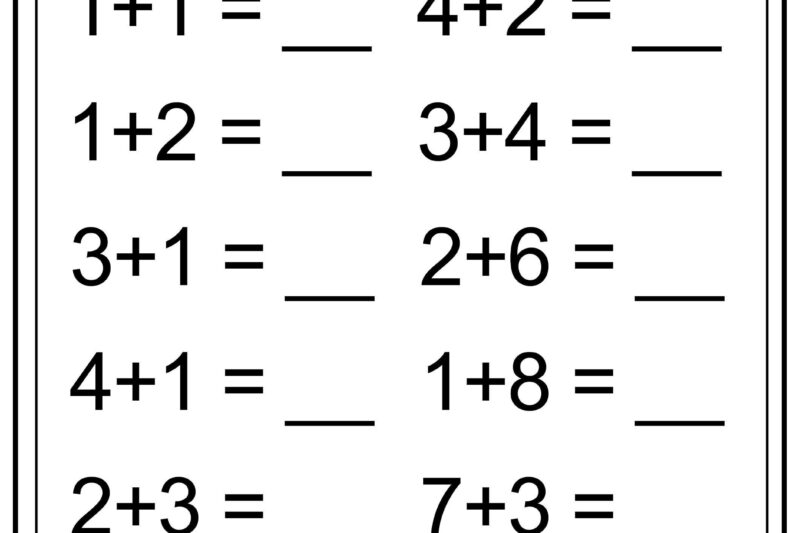 Addition Math Printable Worksheets