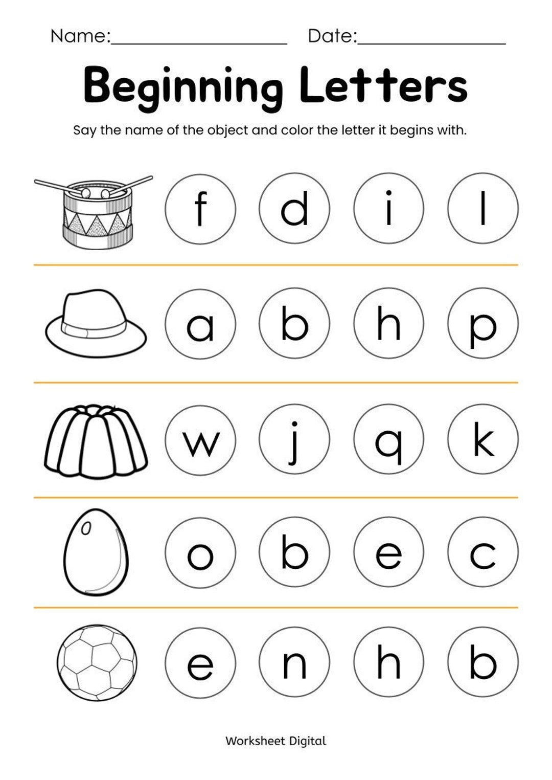 10 Printable Beginning Letters Worksheets For Kindergarten