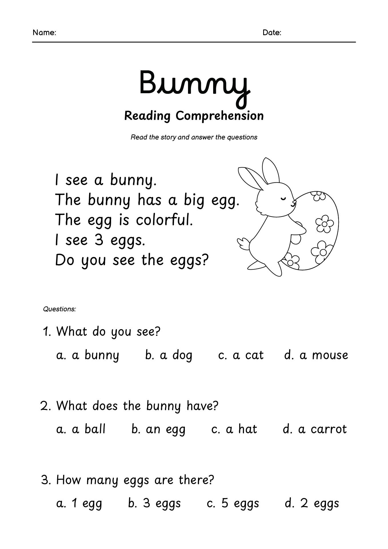 Free Printable Easter Reading Comprehension Worksheets Free Printable Easter Reading Comprehension Worksheets