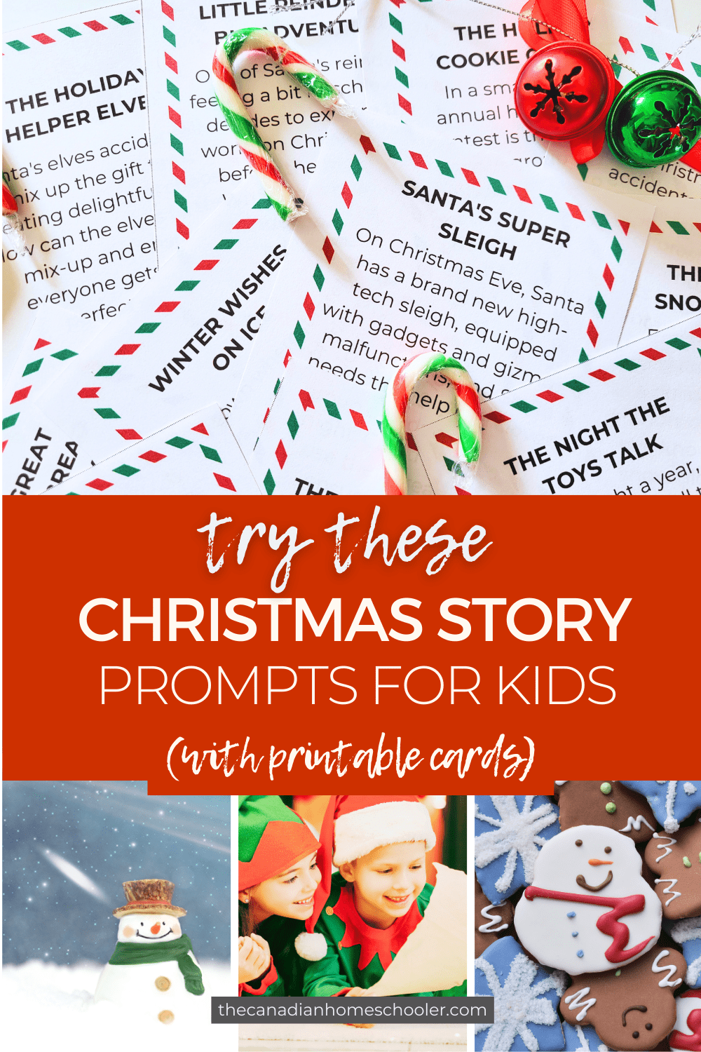 12 Christmas Story Prompts For Kids with Free Printable Cards 