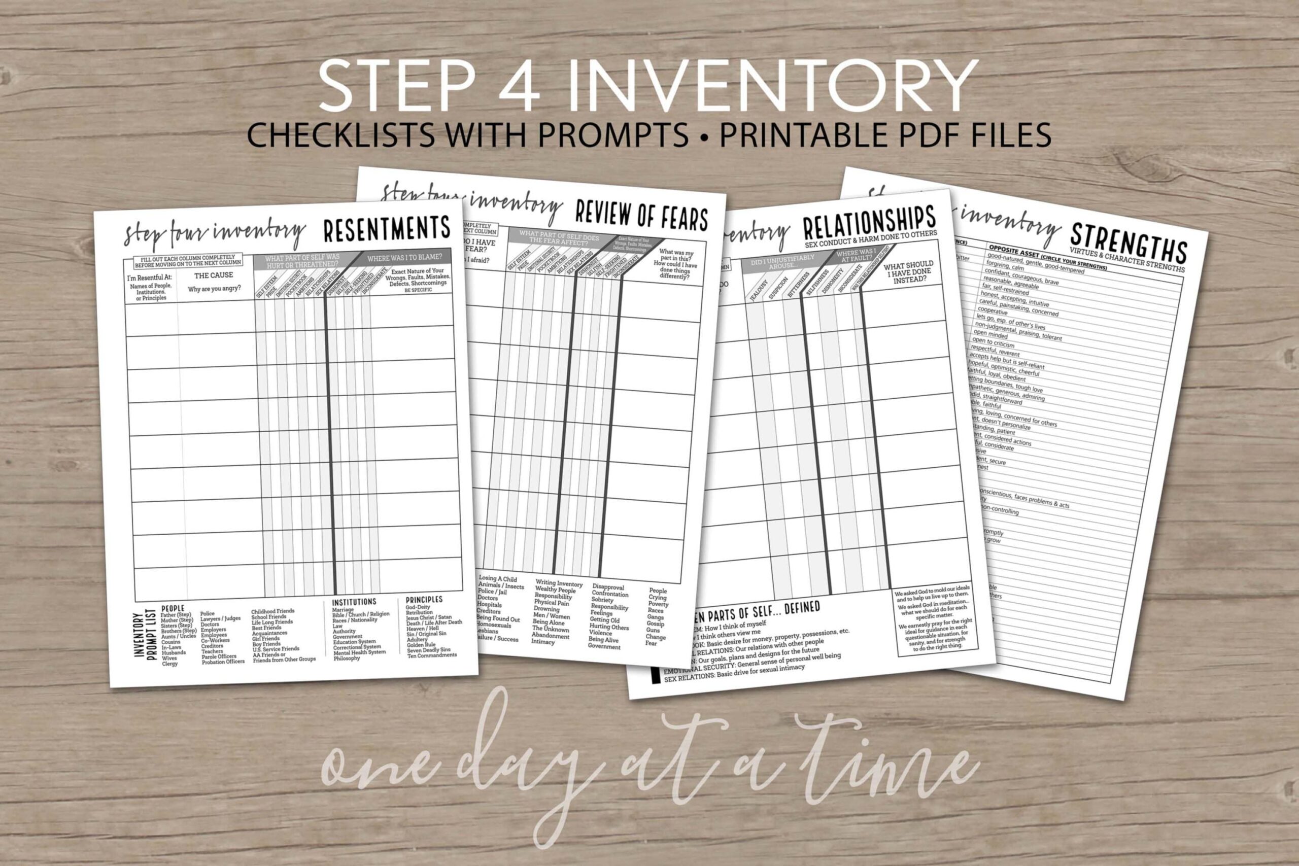 12 Step Journal PLUS Step 4 Worksheets And Step 10 Inventory AA 