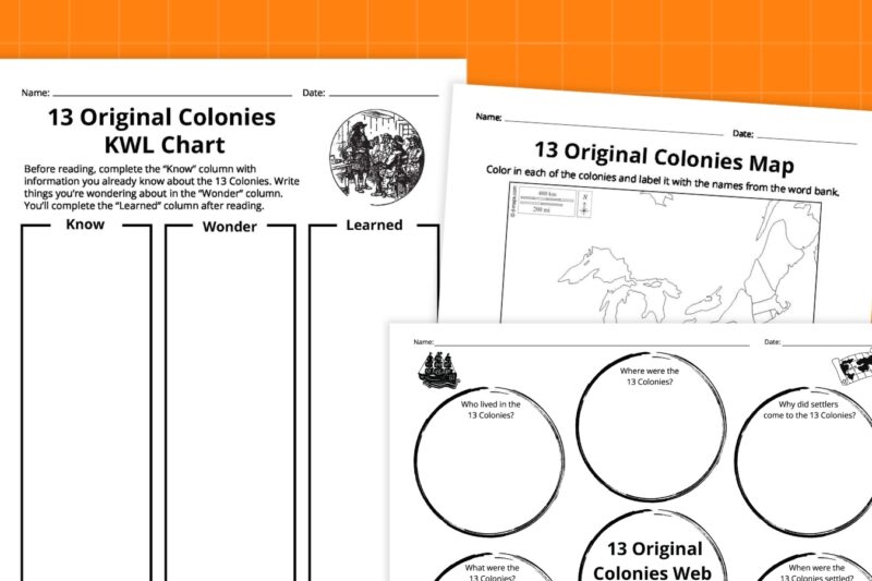 Free Printable 13 Colonies Worksheets