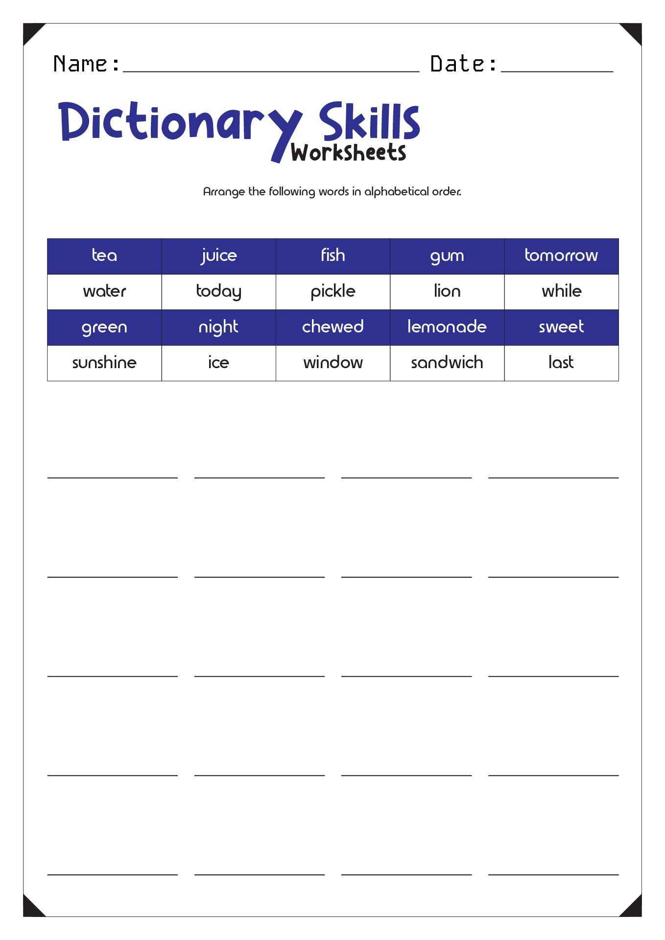 Free Printable Dictionary Skills Worksheet Free Printable Dictionary Skills Worksheet