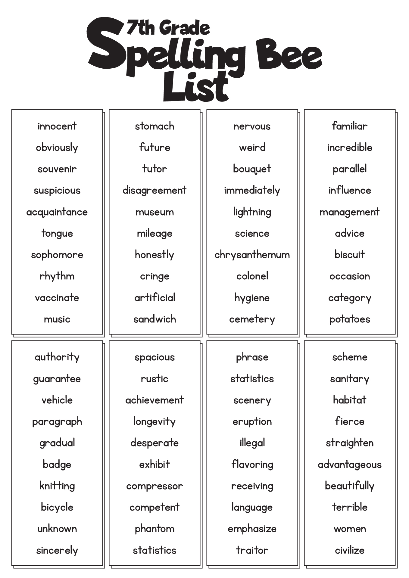 15 7th Grade Spelling Words Worksheets Free PDF At Worksheeto