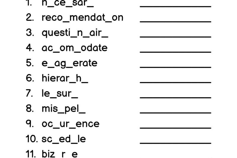 7th Grade Spelling Worksheets Free Printable