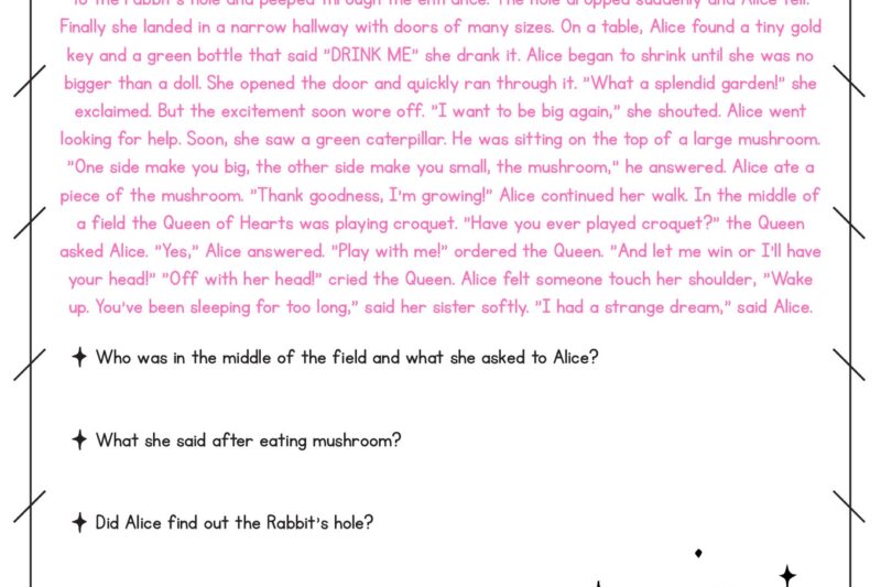 4th Grade Fun Reading Comprehension Worksheets