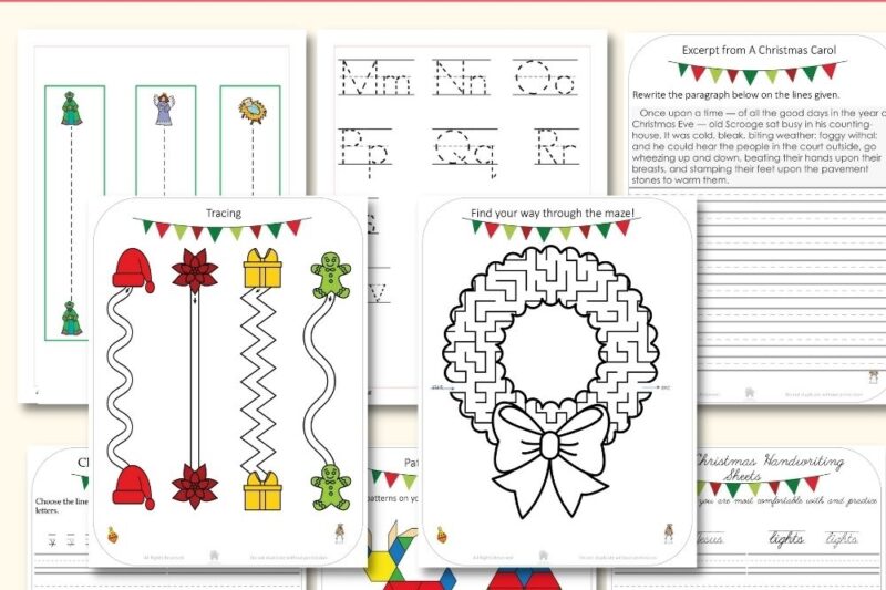 Christmas Kindergarten Worksheets Free