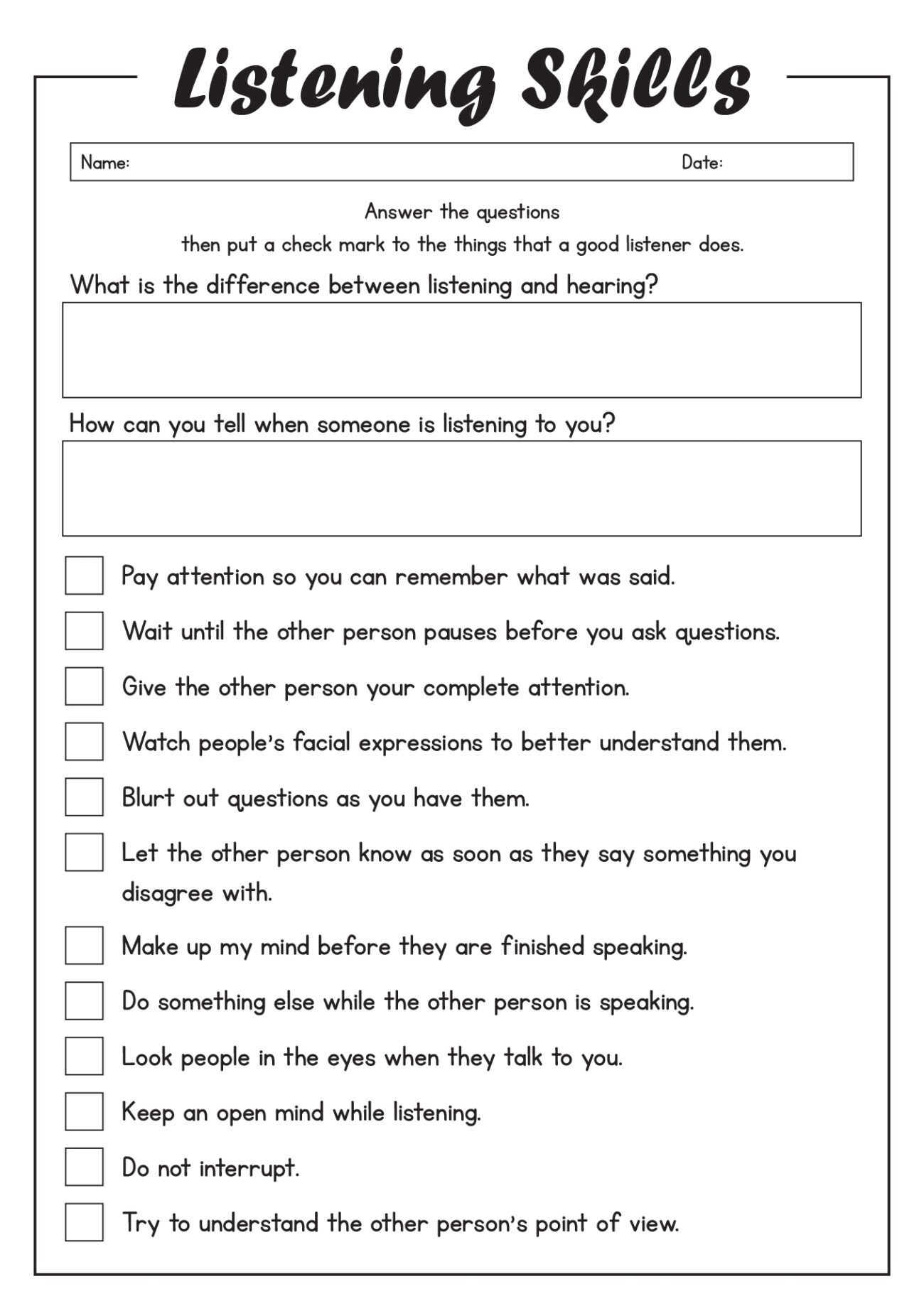 15 Positive Communication Worksheets For Teens Free PDF At Worksheeto