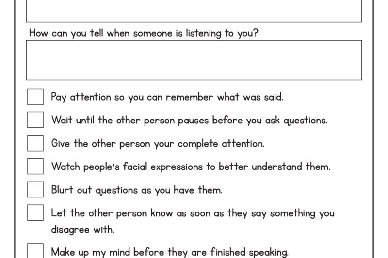 Free Printable Listening Worksheets