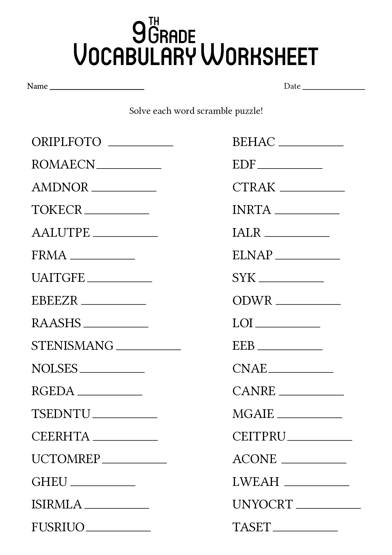 17 9th Grade Worksheets Spelling Words Free PDF At Worksheeto 17 9th Grade Worksheets Spelling Words Free PDF At Worksheeto