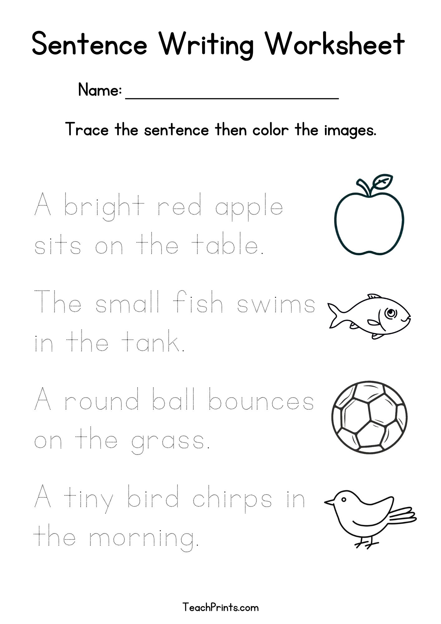 Free Printable Kindergarten Sentence Writing Worksheets Free Printable Kindergarten Sentence Writing Worksheets