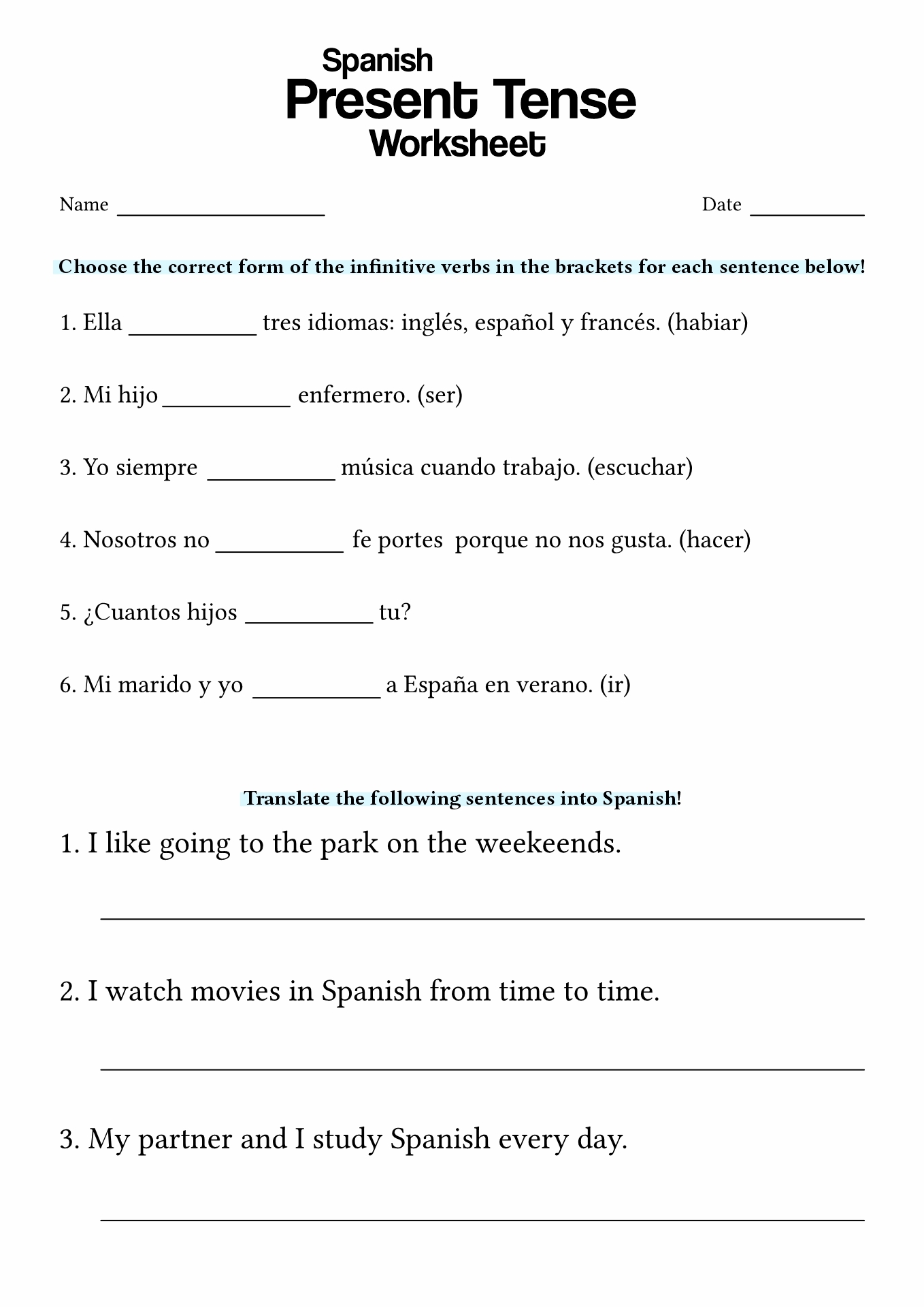 19 Spanish Verb Worksheets Free PDF At Worksheeto 19 Spanish Verb Worksheets Free PDF At Worksheeto