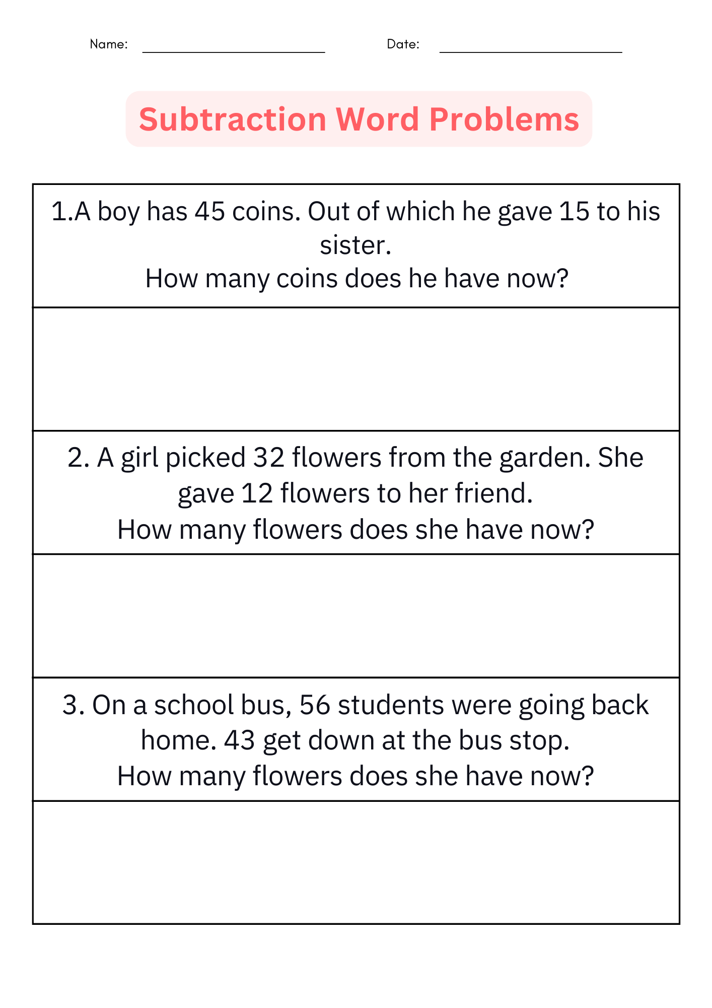 1st Grade Subtraction Word Problems Math Worksheets For Kindergarten Made By Teachers 1st Grade Subtraction Word Problems Math Worksheets For Kindergarten Made By Teachers