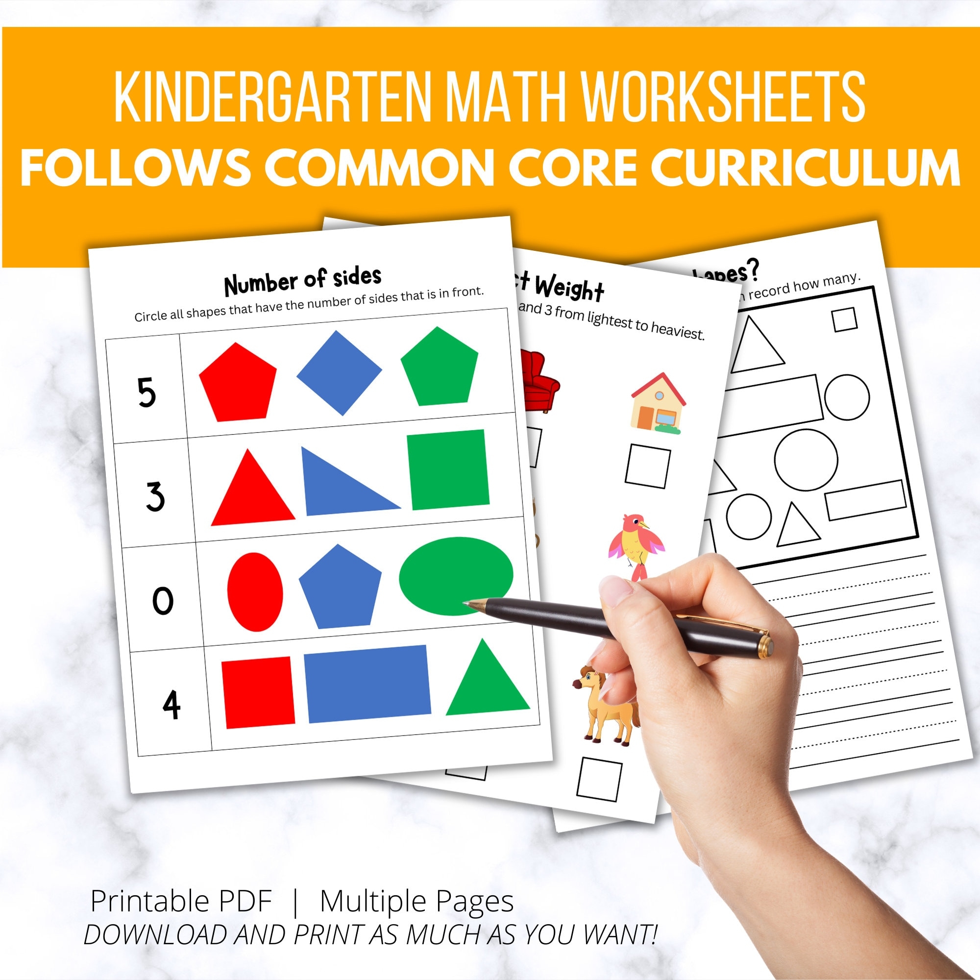20 Kindergarten Math Common Core Worksheets Measurement Data 