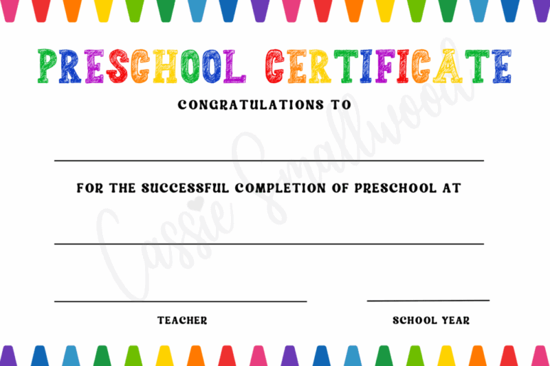 Editable Preschool Certificate Printables
