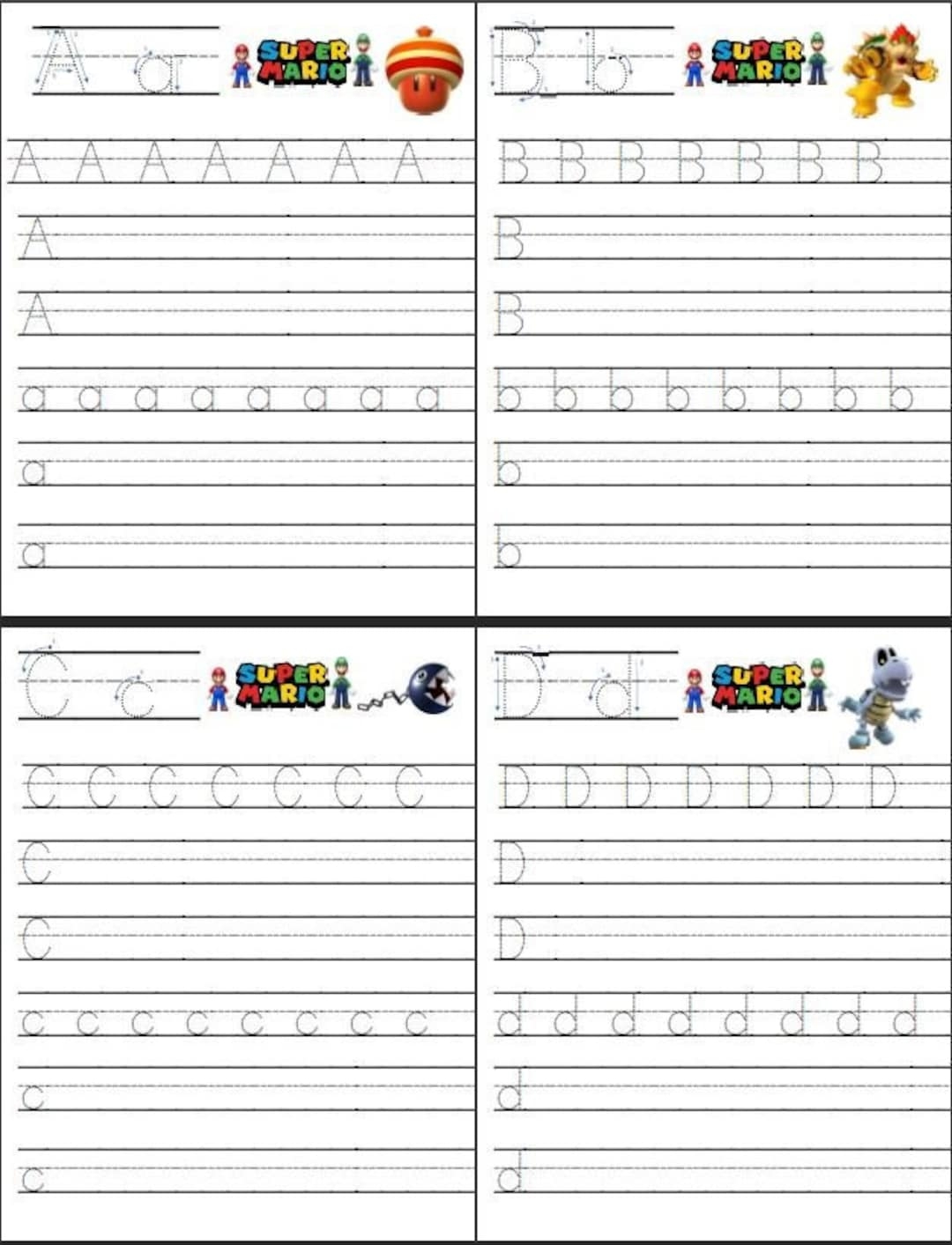 26 Super Mario Alphabet Worksheets Upper U0026 Lowercase Preschool Kindergarten Learning Activity Practice Etsy 26 Super Mario Alphabet Worksheets Upper U0026 Lowercase Preschool Kindergarten Learning Activity Practice Etsy