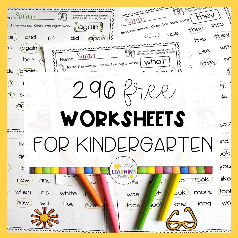 296 Free Worksheets For Kindergarten Little Learning Corner