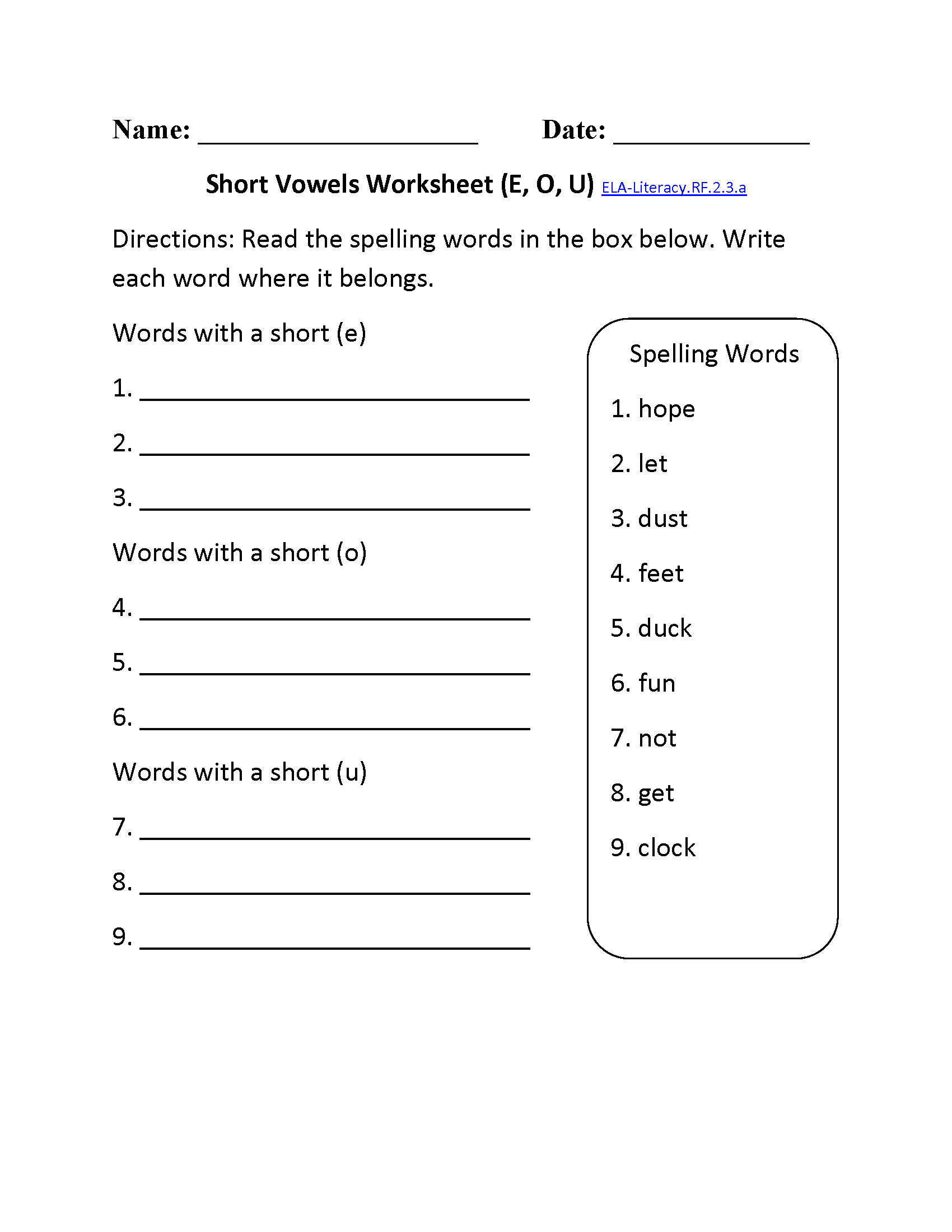 2nd Grade Common Core Reading Foundational Skills Worksheets 
