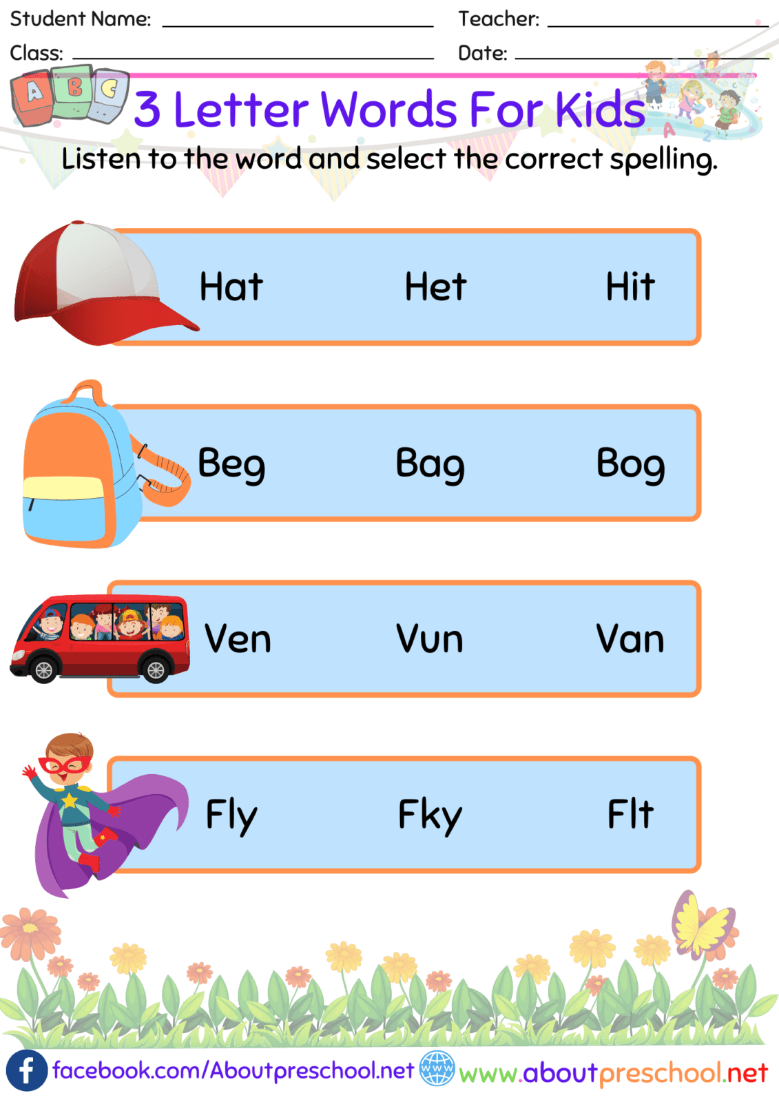 3 Letter Words For Kids 2 About Preschool