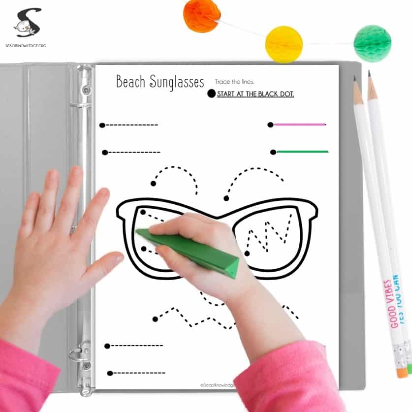4 Fun Prewriting Strokes Beach Printable Pages For Preschoolers