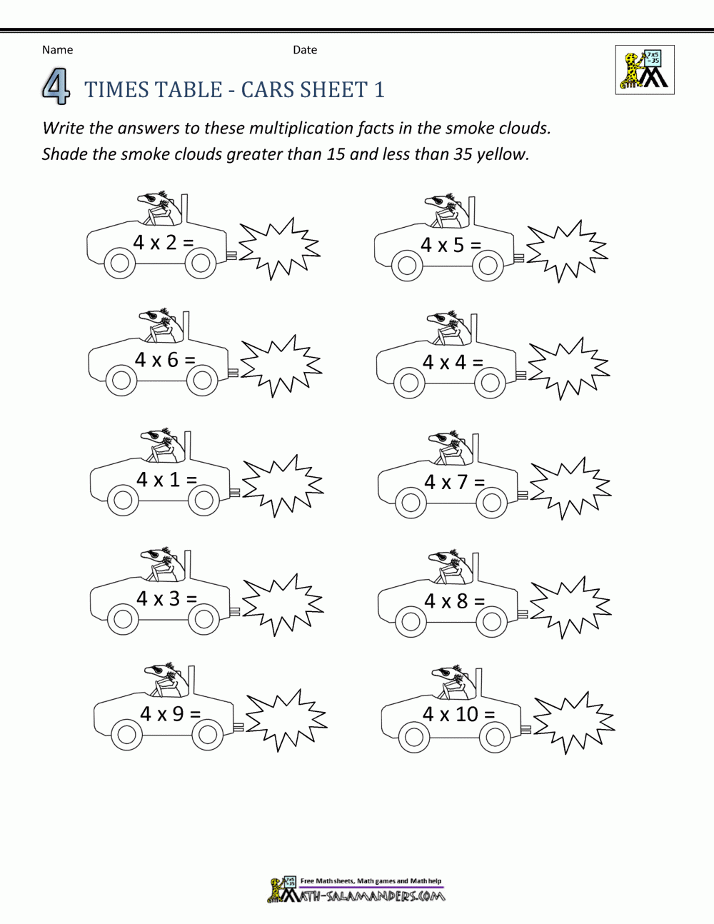 Printable Times Tables Worksheets Free