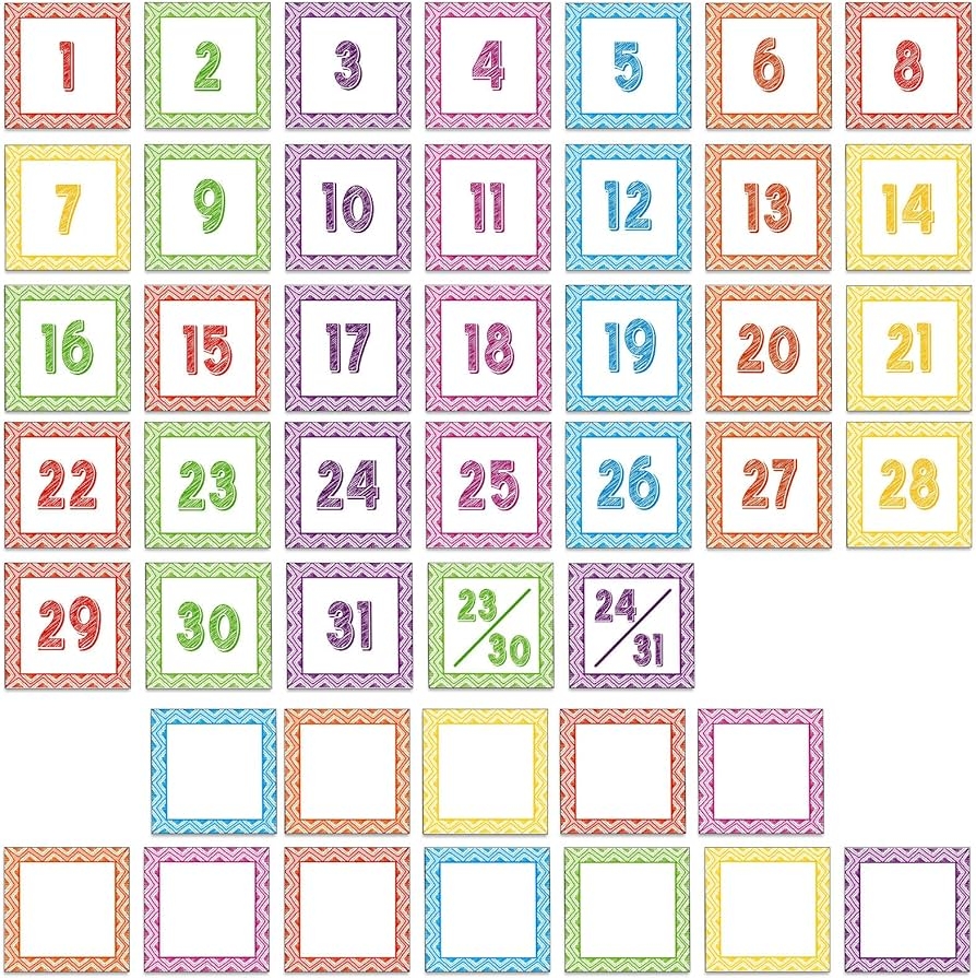45 Pieces Scribbling Calendar Days Teacher Classroom Calendar Preschool Calendar Months Calendar Numbers For Classroom With 60 Pieces Adhesive Dots For School Teaching Kids DIY Amazon ca Office Products