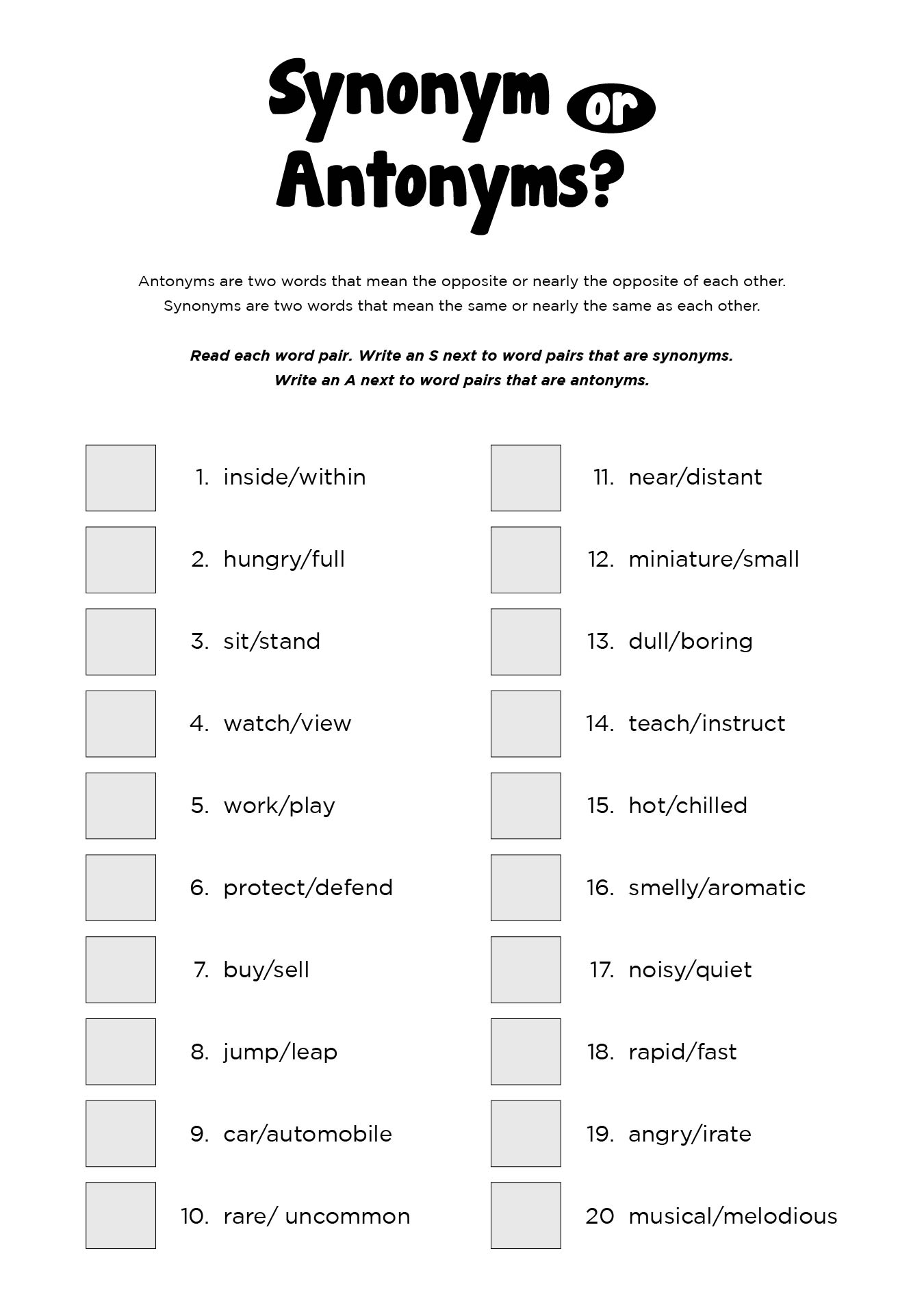 Free Printable 4th Grade English Worksheets