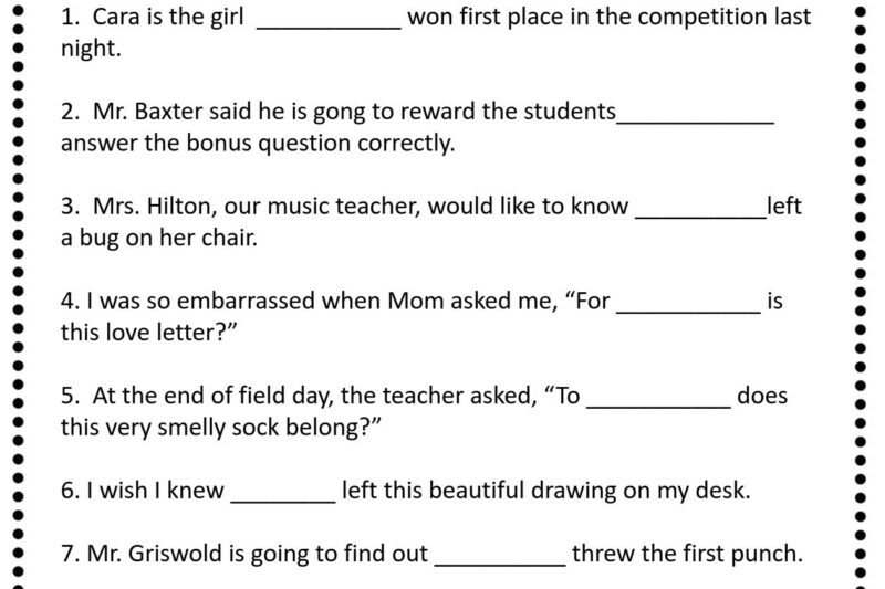 Free Printable 4th Grade Grammar Worksheets