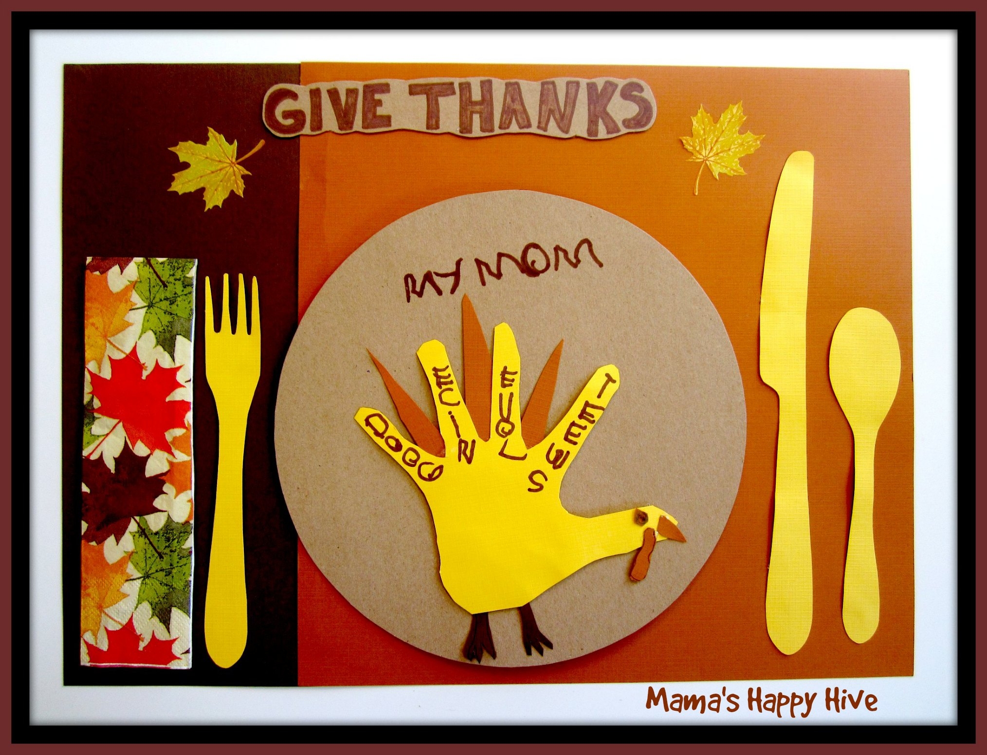 5 Crafting Gratitude Turkey Placemats Mama s Happy Hive