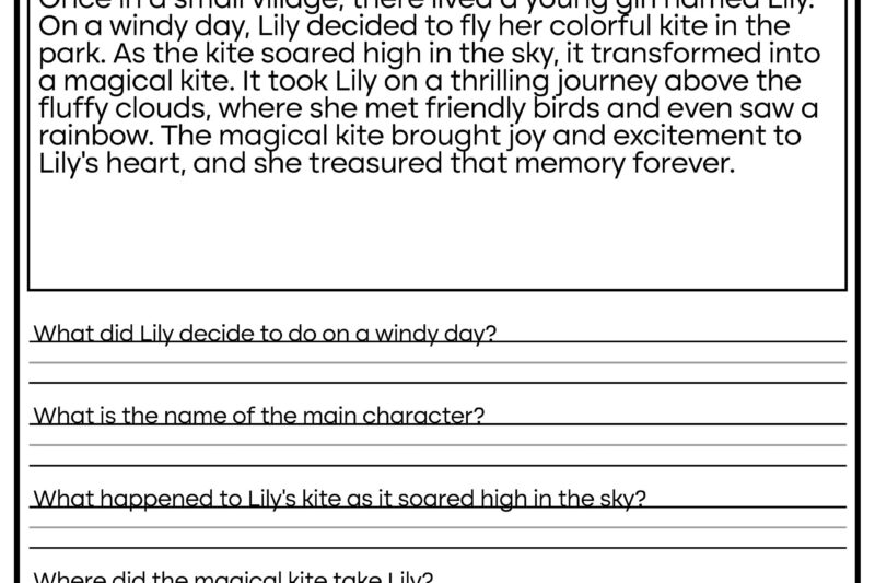 Free Printable Esl Reading Comprehension Worksheets