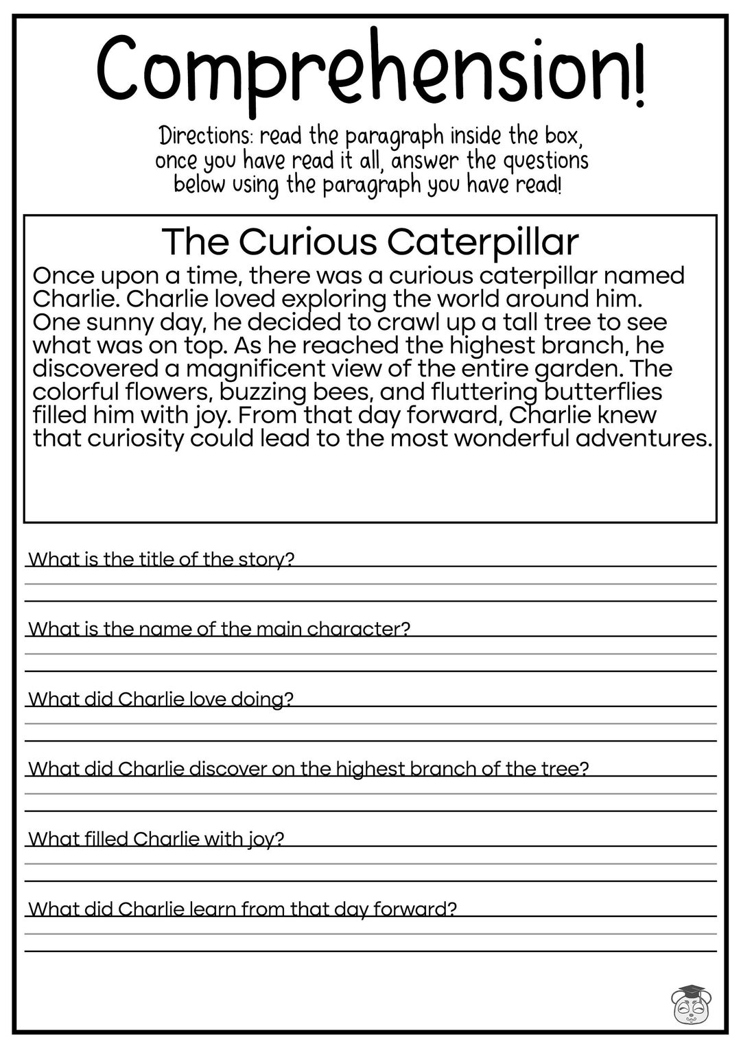 5th Grade E-Reading Comprehension Worksheets