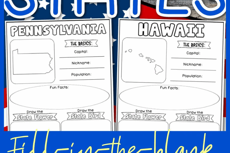 50 States Free Printable Worksheets