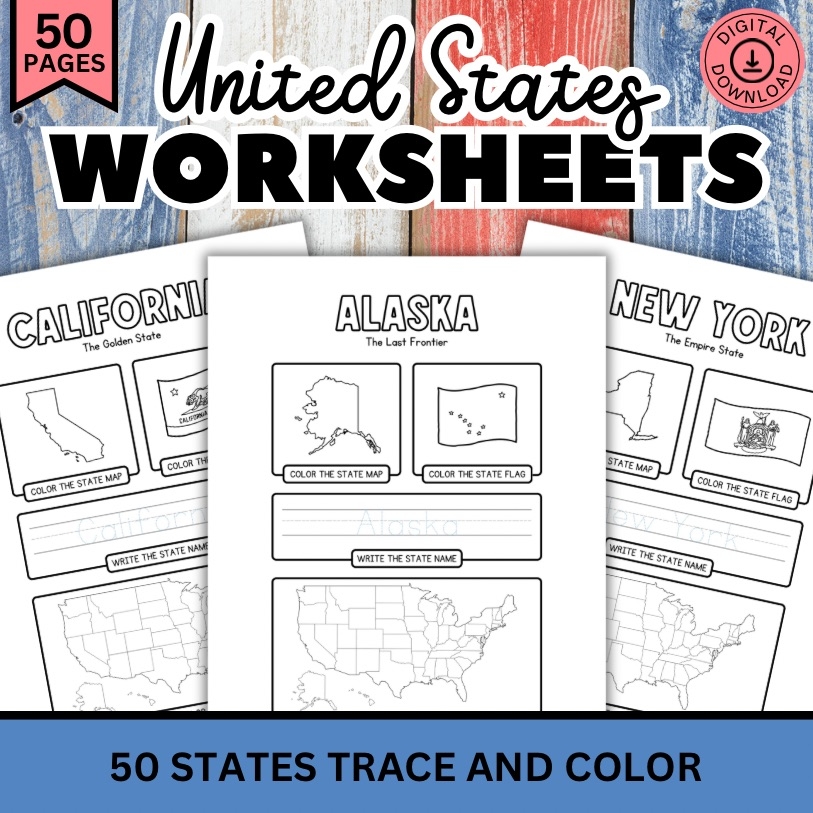 50 States Worksheets United States Coloring Pages State Name 