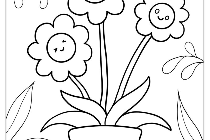 Free Printable Coloring Flower For Preschool