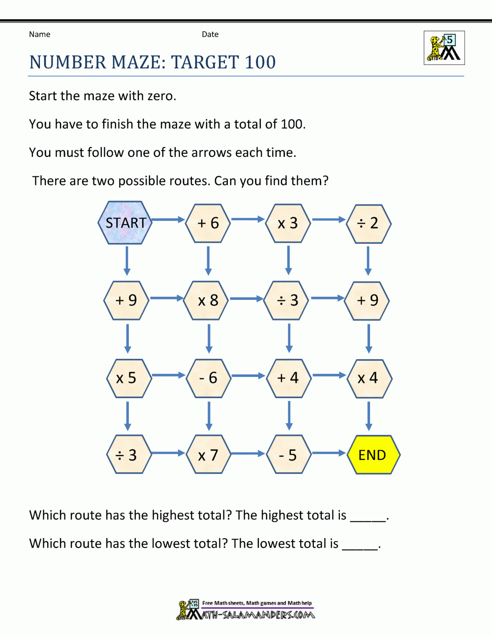 5th Grade Math Puzzles Worksheets Library