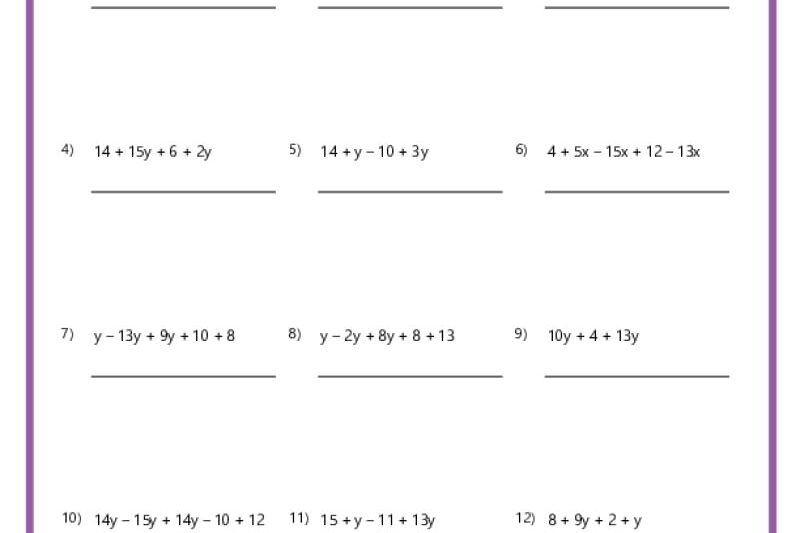 6 Grade Math Worksheet