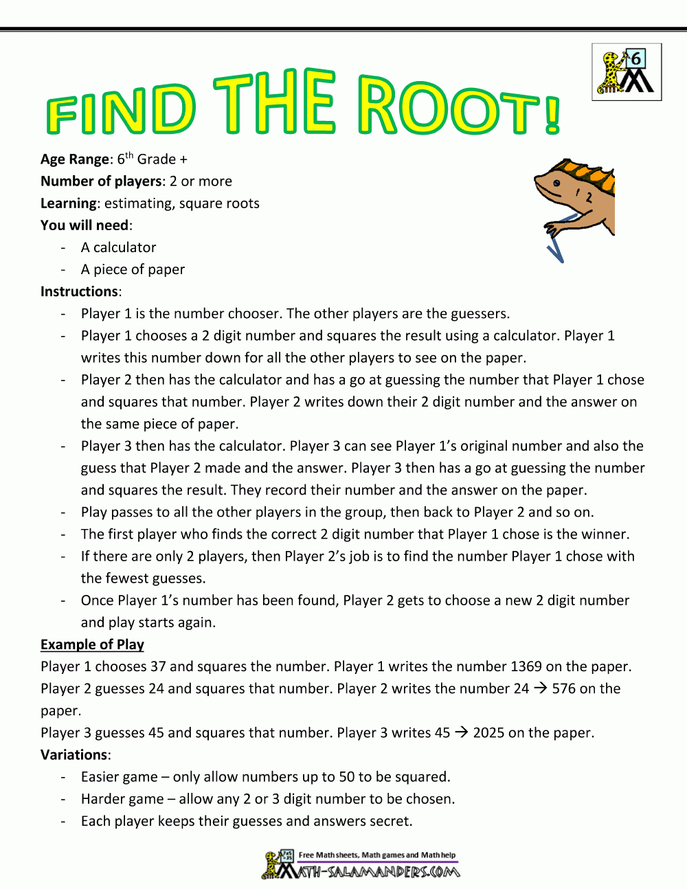 6th Grade Math Games Worksheets Library