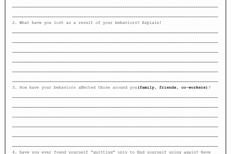 Free Printable Drug Treatment Worksheets