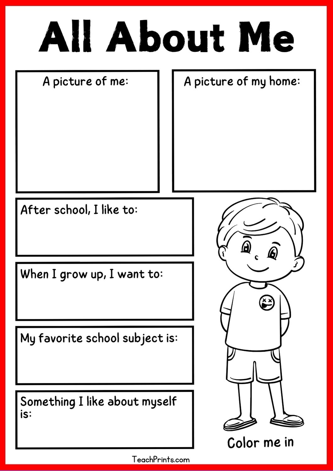 9 Free All About Me Worksheets Printables Teach Prints