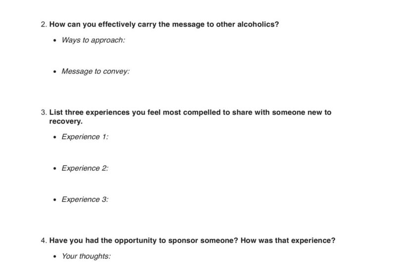 Free Printable Aa 12 Step Worksheets