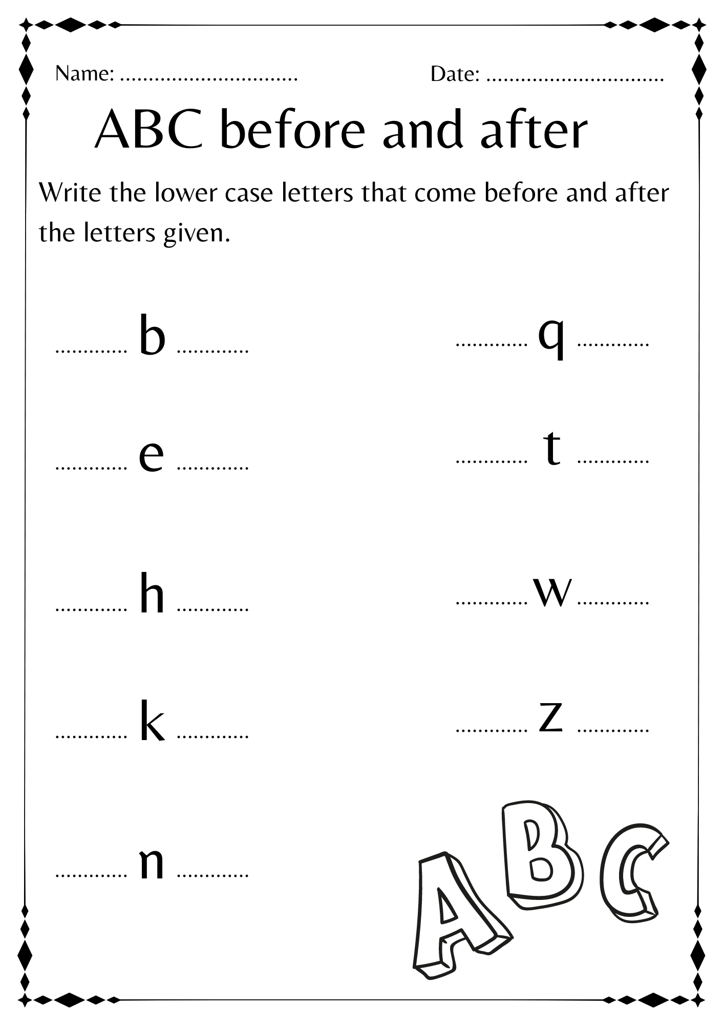 Abc Before And After Worksheet Alphabet For Kindergarten Made By Teachers Abc Before And After Worksheet Alphabet For Kindergarten Made By Teachers