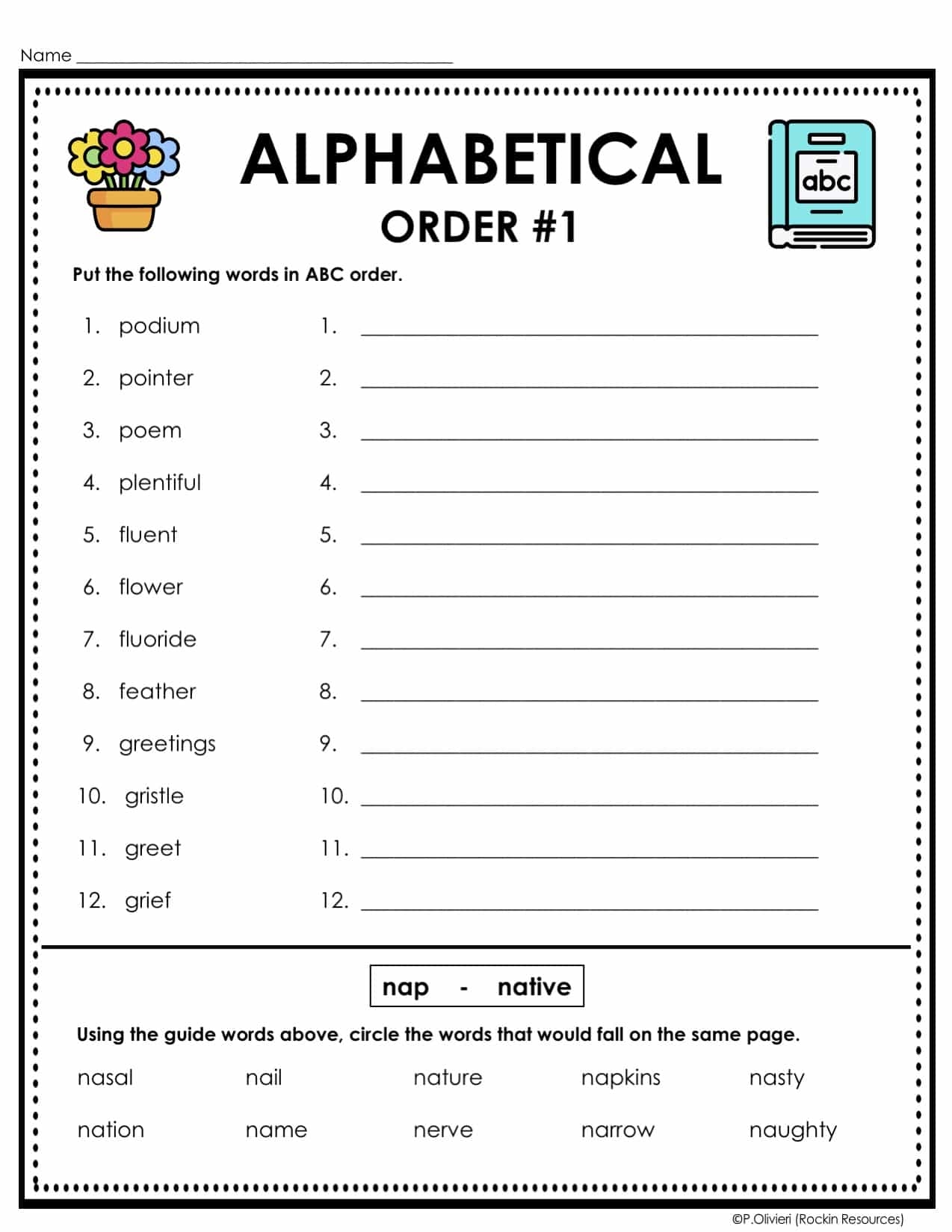 Alphabetical Order Worksheet Generator
