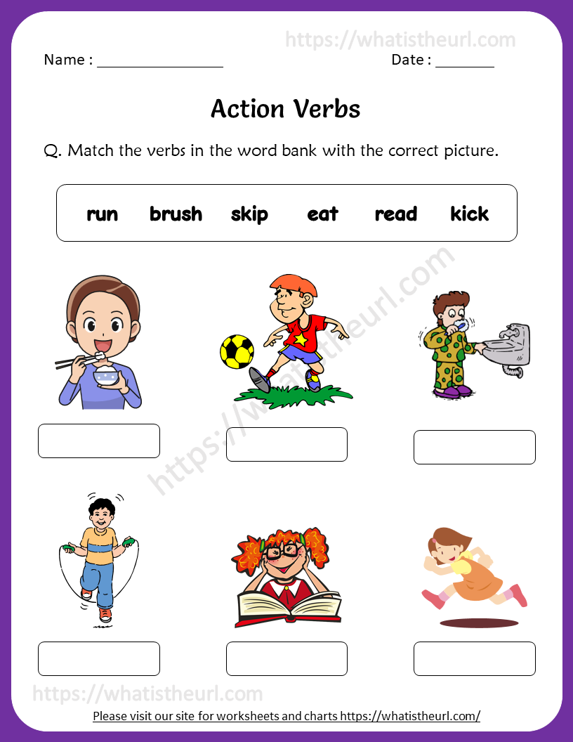 Action Words Worksheet For Kindergarten