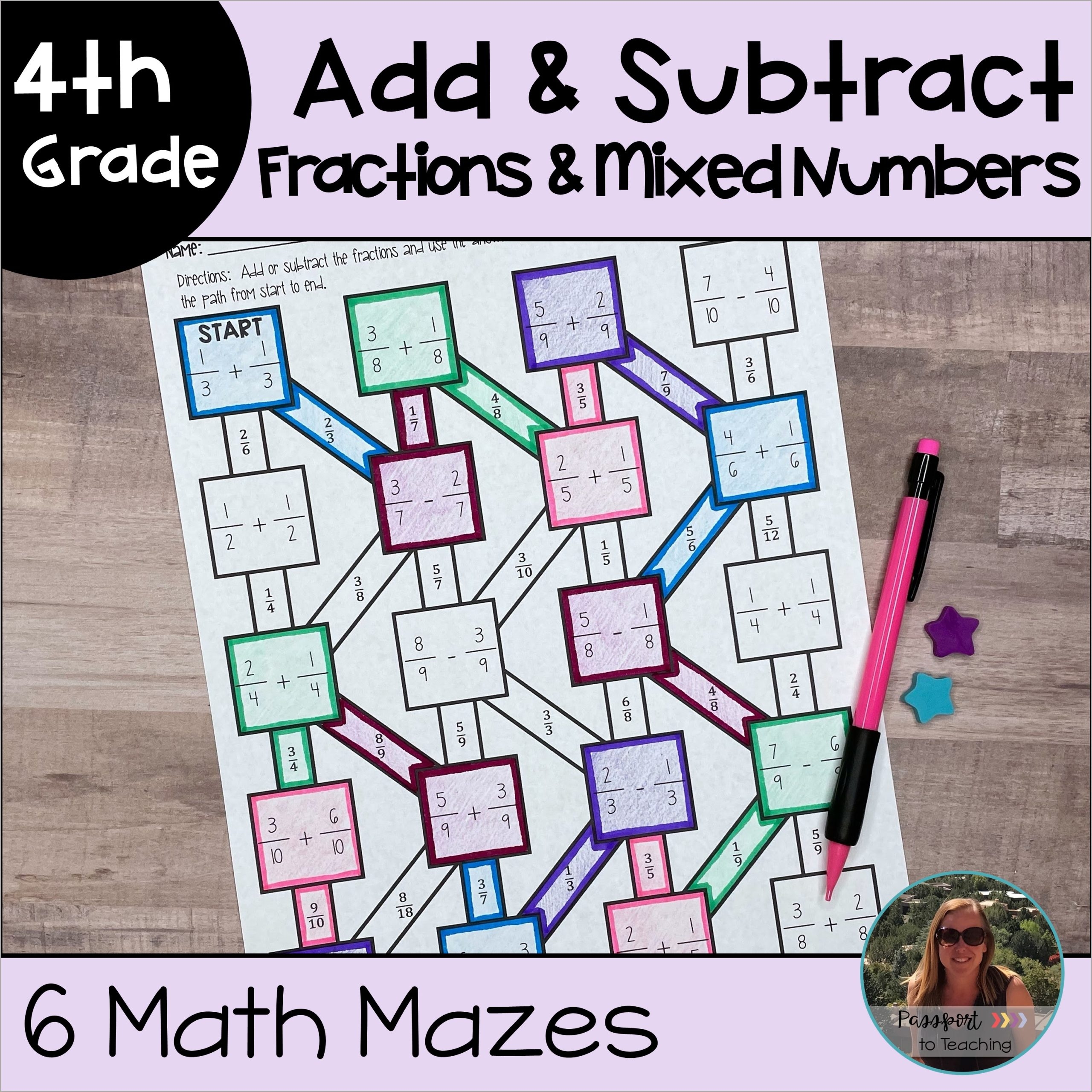 Fractions Maze Worksheet