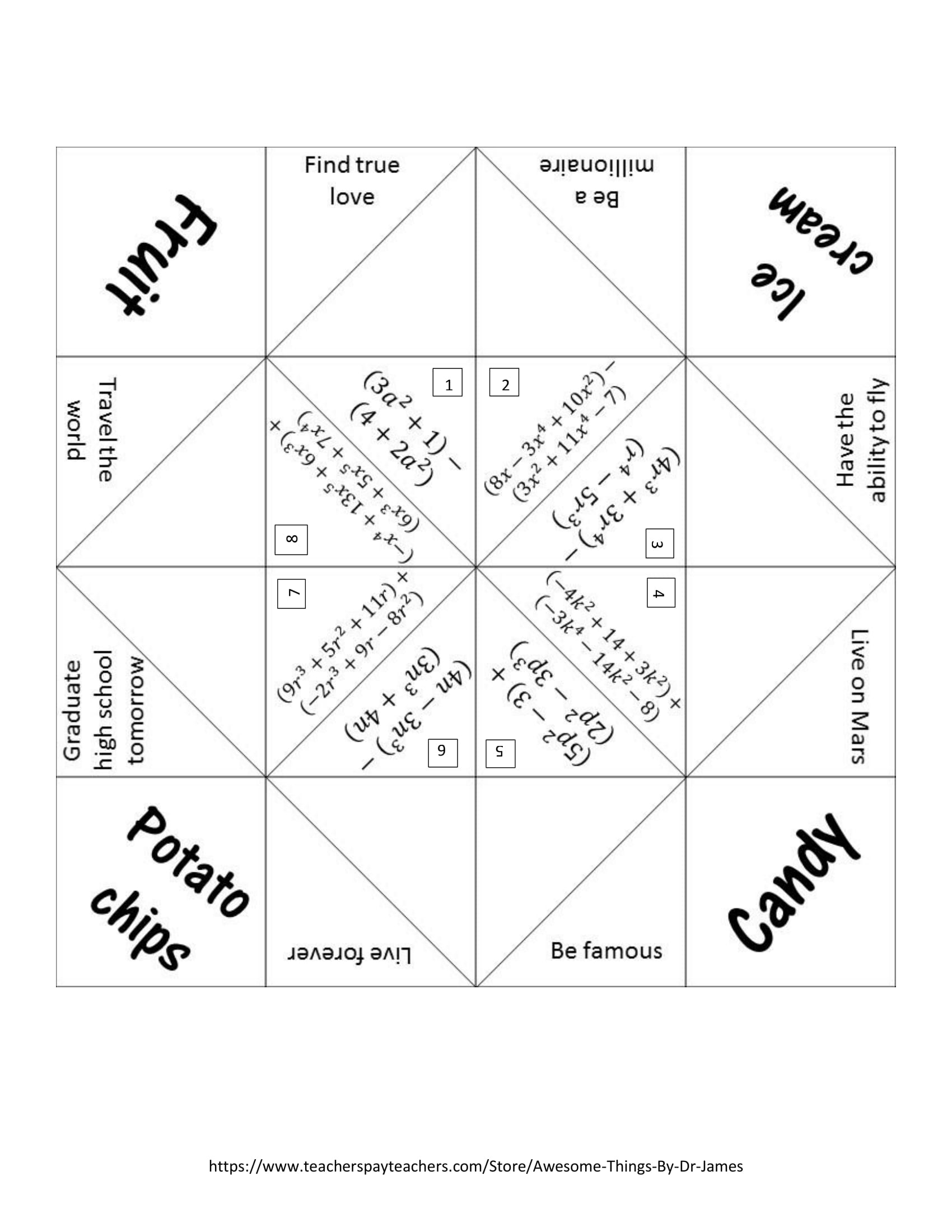 Free Printable Worksheets Adding Polynomials