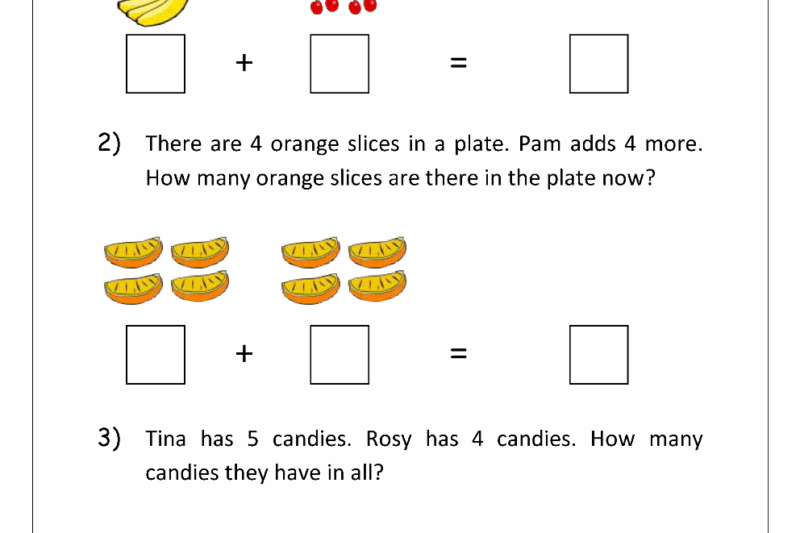 Kindergarten Math Word Problems Worksheets Free