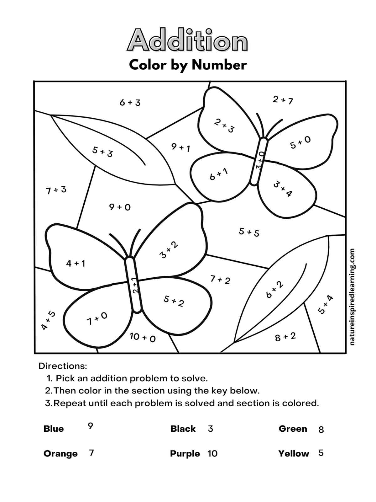 Addition Color By Number Worksheets Nature Inspired Learning Worksheets Library